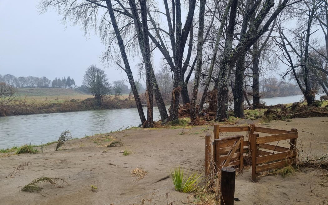 Flooding on the Motueka River downstream of Pokororo. Photo: RNZ