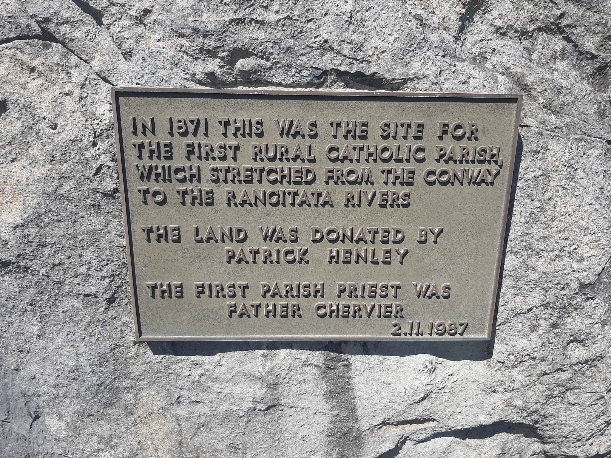 The plaque marking the site of the first rural Catholic parish has gone missing. Photo: Police