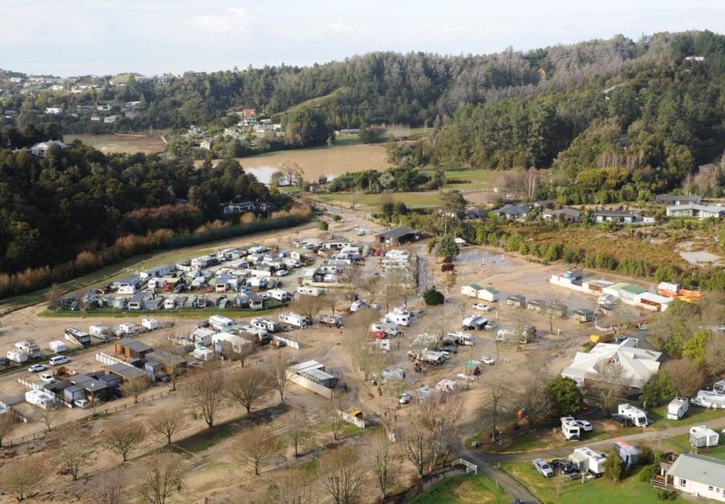 Bethany Park campground in Kaiteriteri, Tasman, from the air. Photo: Nick Smith
