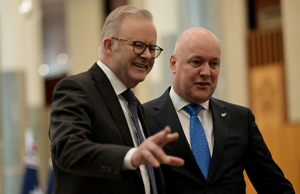 Australian Prime Minister Anthony Albanese (left) and New Zealand counterpart Christopher Luxon....