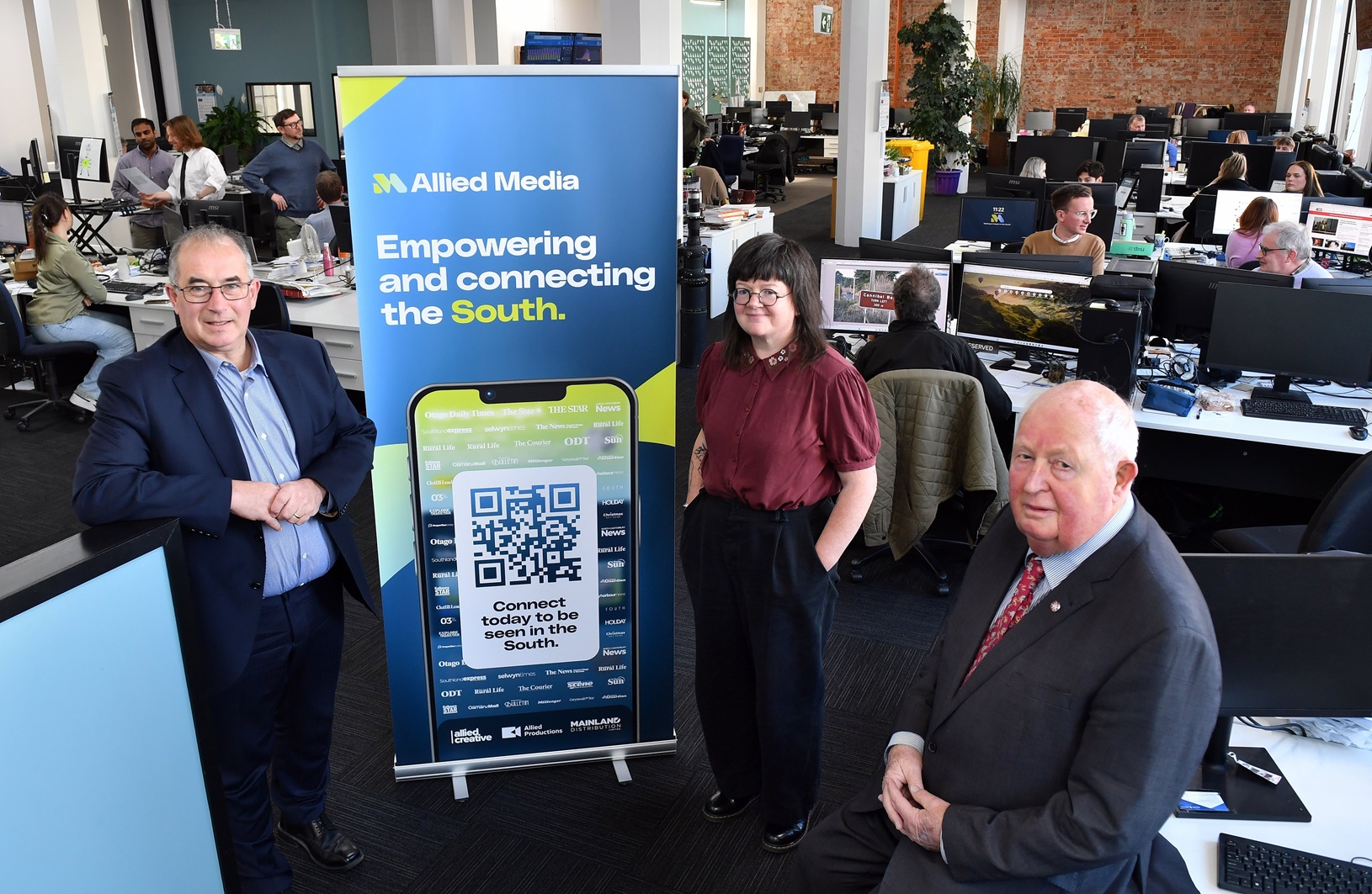 Chief executive Grant McKenzie (left), deputy editor Debbie Porteous and Allied Media board...