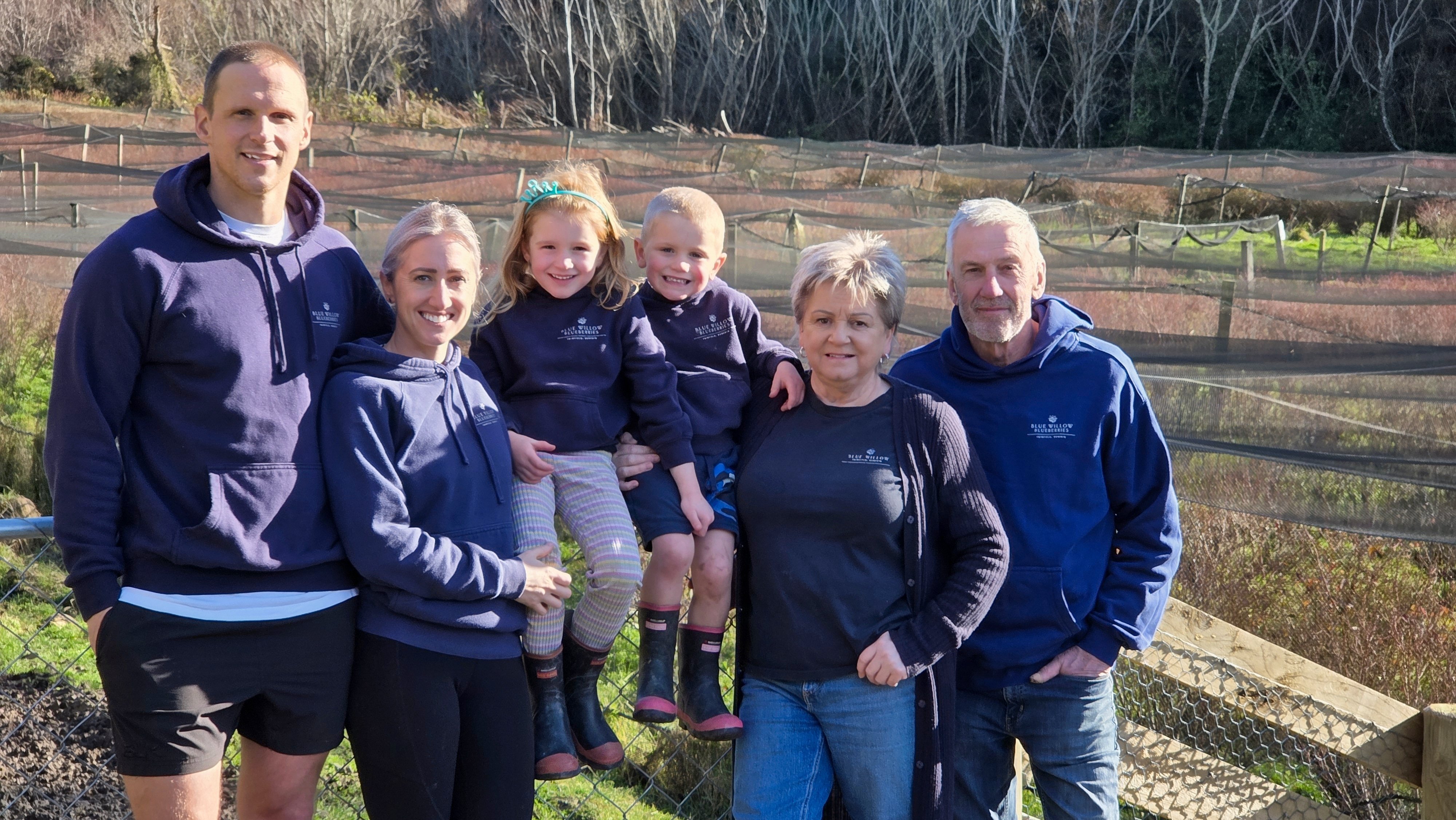 From left, the Blue Willow Blueberries team of Vinnie Booiman and Hannah Booiman, with Willow and...