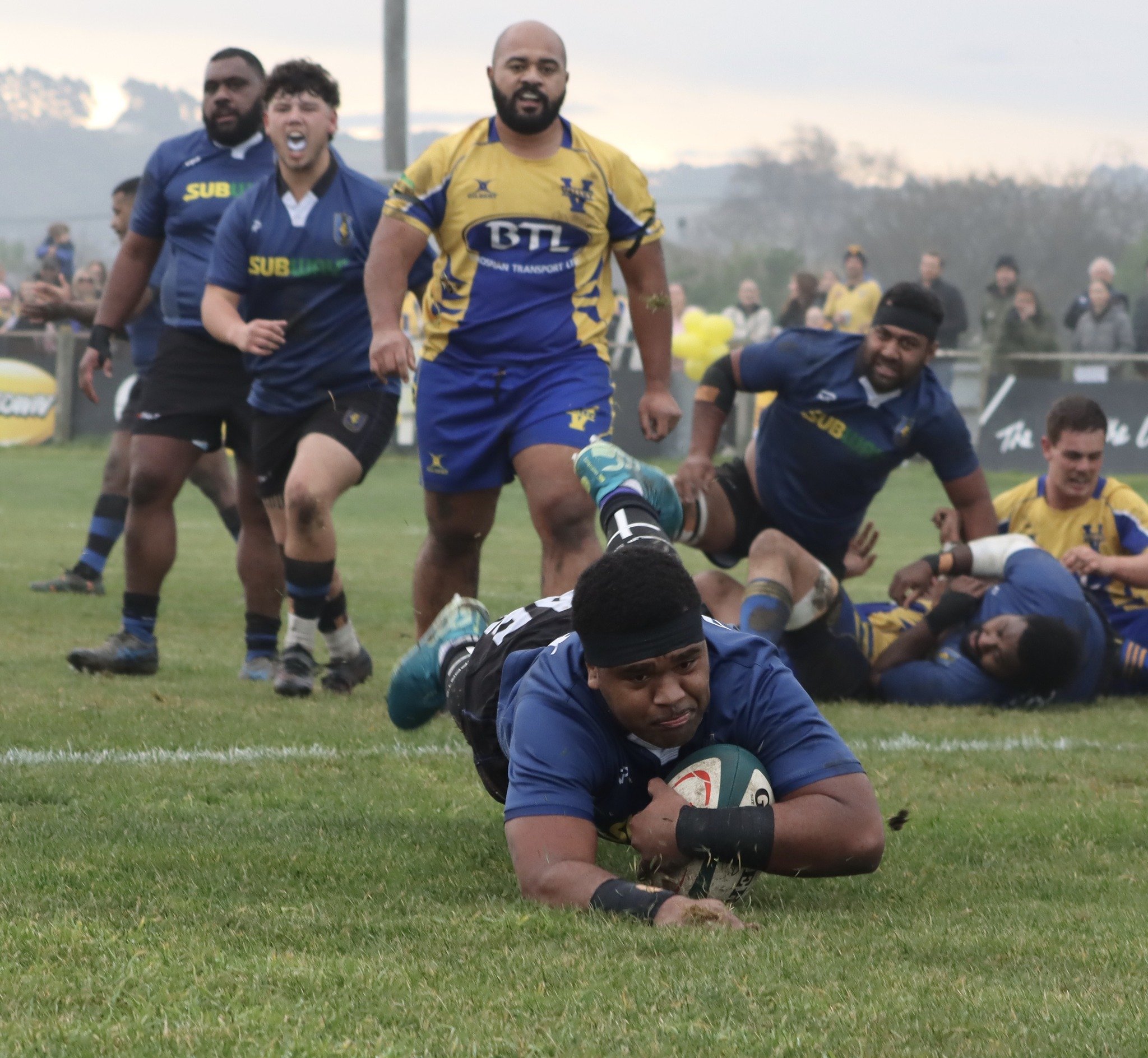 Seva Druma scores one of his three tries for Excelsior during the Citizens Shield final. PHOTO:...