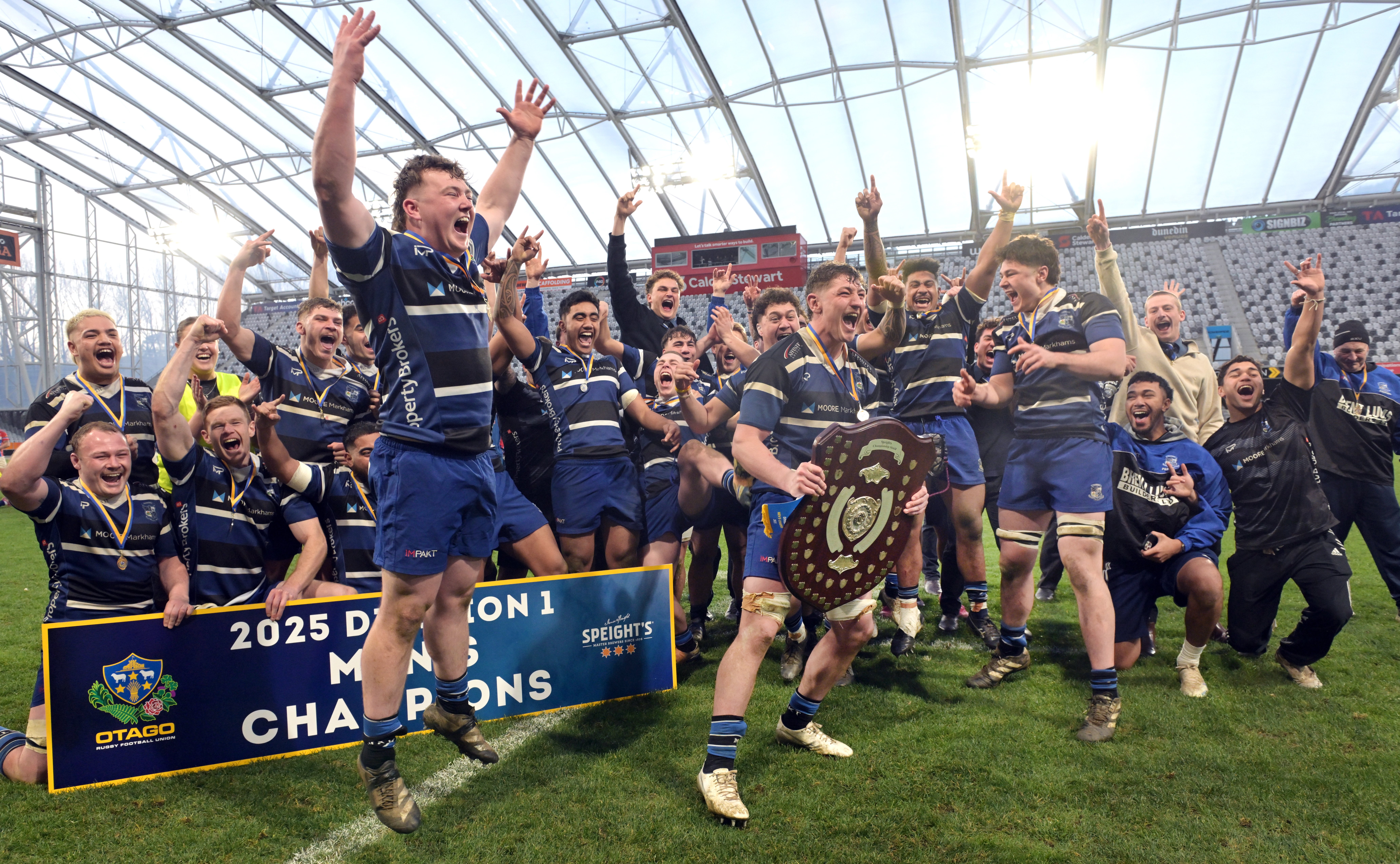 Kaikorai players are overjoyed after their victory over Harbour in the Dunedin division 1 final...