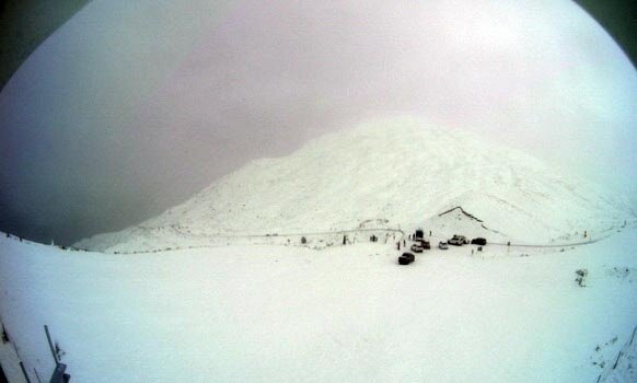 A snow-covered Crown Range last night. Photo: Webcam