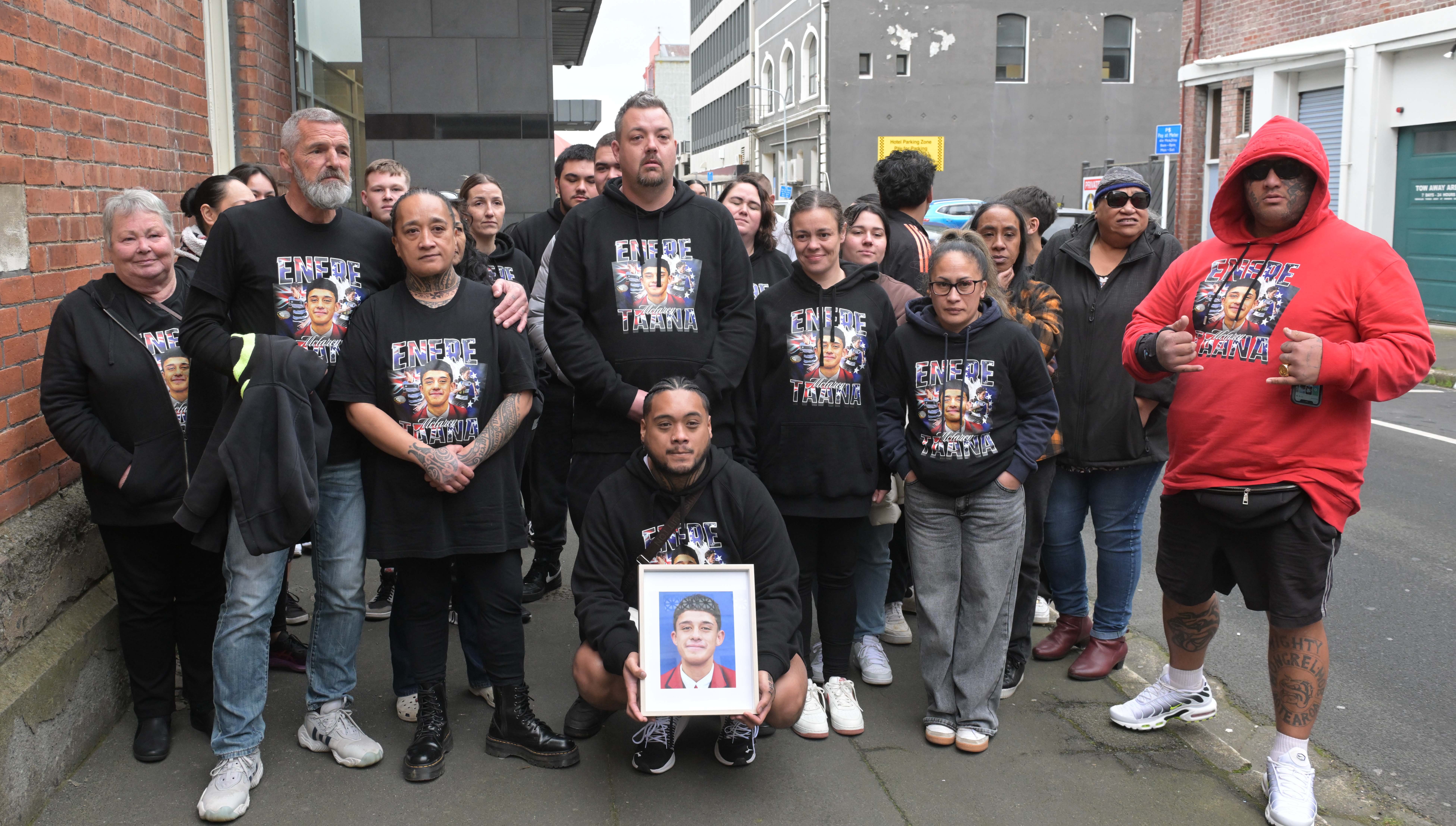 Family and supporters of Enere McLaren-Taana outside court after the sentencing. Photo: Gerard O...