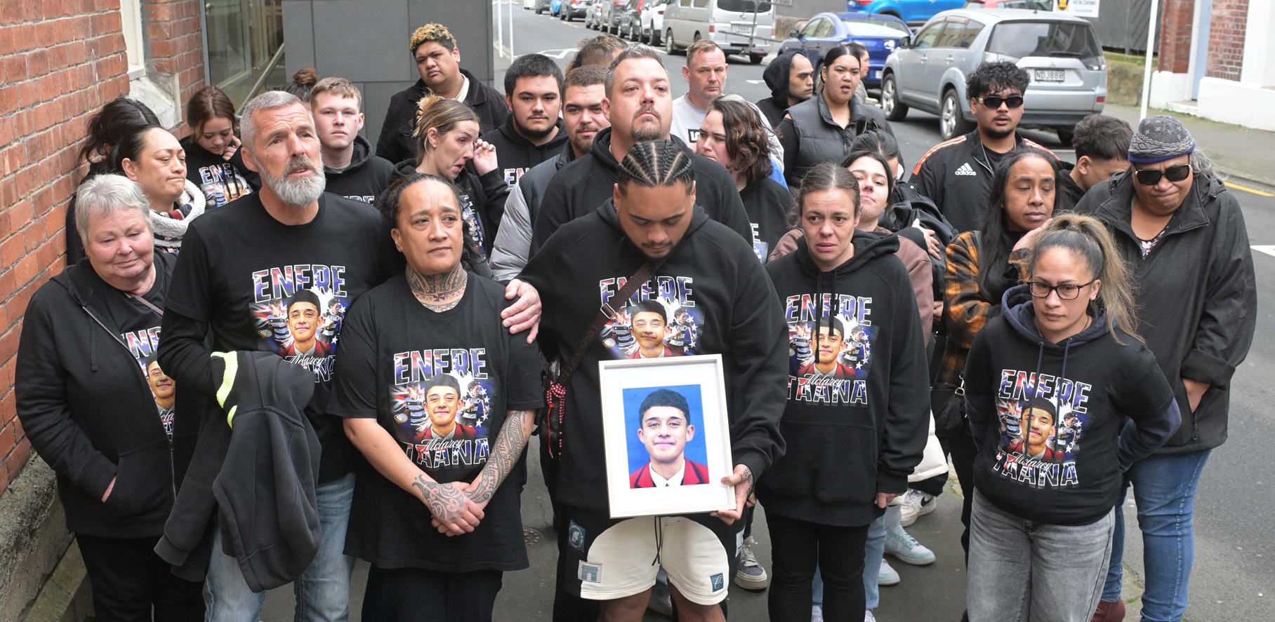Friends and family of Enere McLaren-Taana gathered outside the High Court at Dunedin yesterday to...
