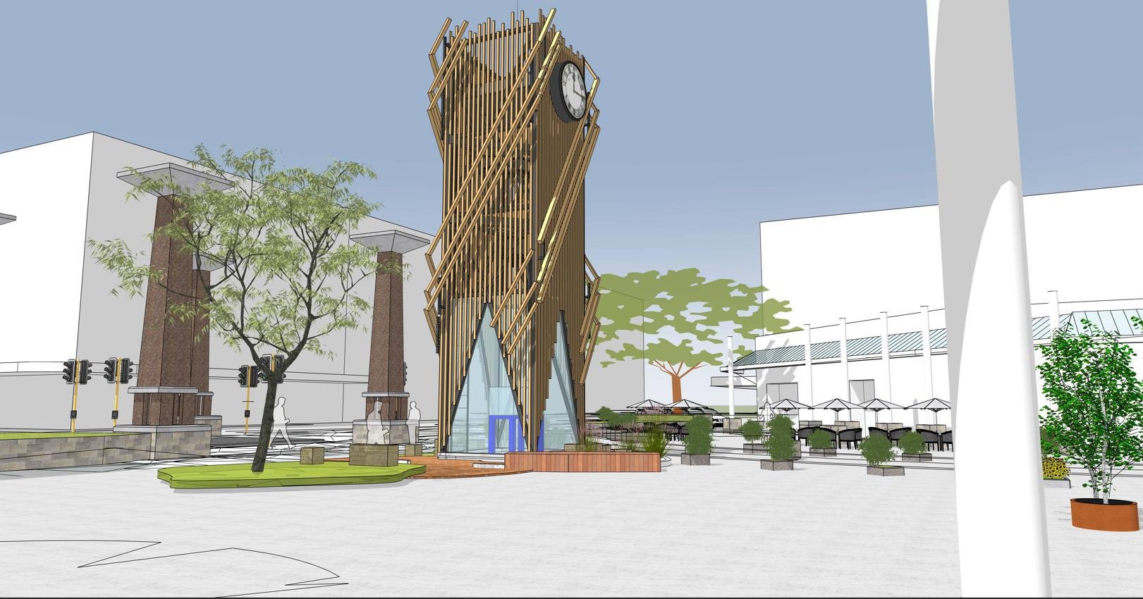 The proposed design of the Wachner Pl clock which will be rehoused. Image: Invercargill City...