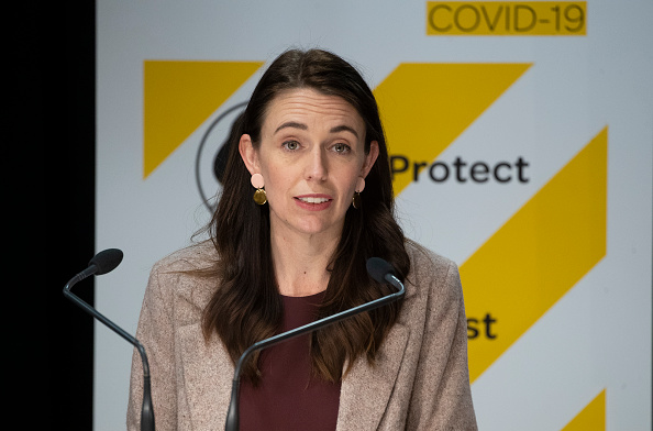 Jacinda Ardern talks during a Covid-19 press conference in 2021. Photo: Getty Images