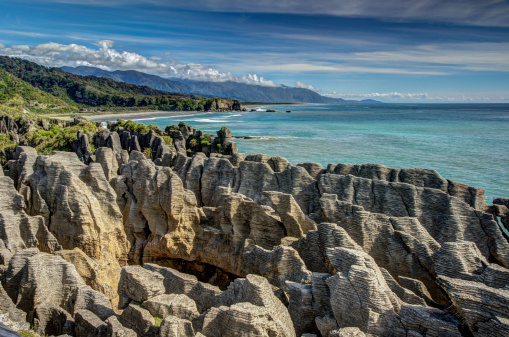 The Pancake Rocks at Punakaiki are a popular tourist attraction. Photo: Getty Images  