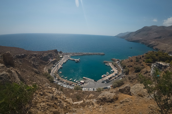 Hundreds of migrants have been rescued off the coast of Greek island Crete, pictured here, over...
