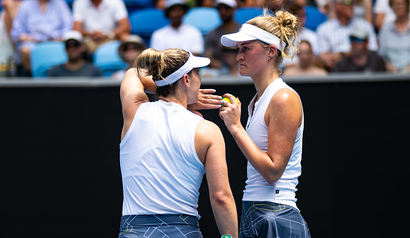 Erin Routliffe (right) and Gabriela Dabrowski at this year's Australian Open. Photo: Getty Images