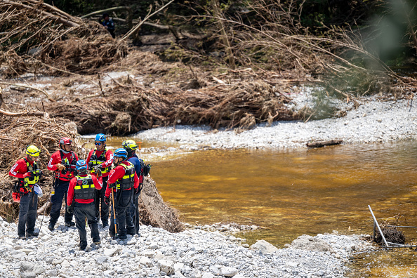 Fire Station Acuna Mexico performs search and rescue operations in the Guadalupe River near Camp...