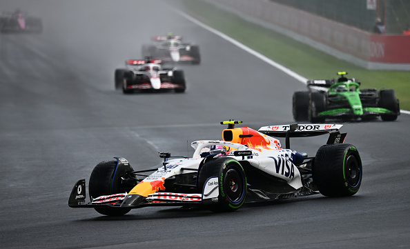Liam Lawson of Racing Bulls competes at the Spa-Francorchamps Circuit in Stavelot, Liege province...