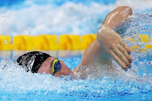 Erika Fairweather races in the women’s 200m freestyle semifinal at the world championships in...