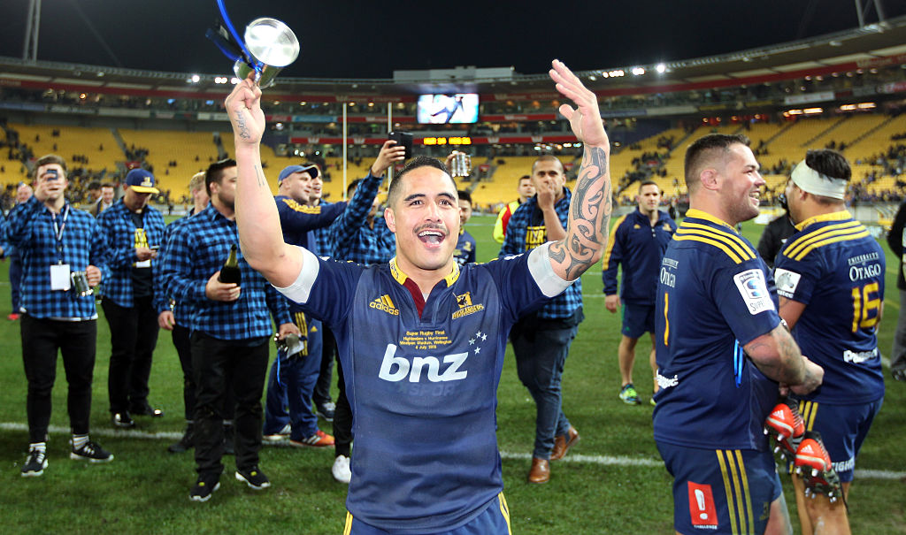 Aaron Smith celebrates victory after the 2015 Super Rugby final in Wellington. PHOTOS: ODT FILES...