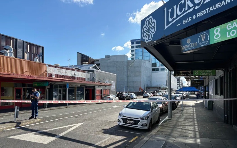 The scene of the fatal incident in central Hamilton. Photo: RNZ