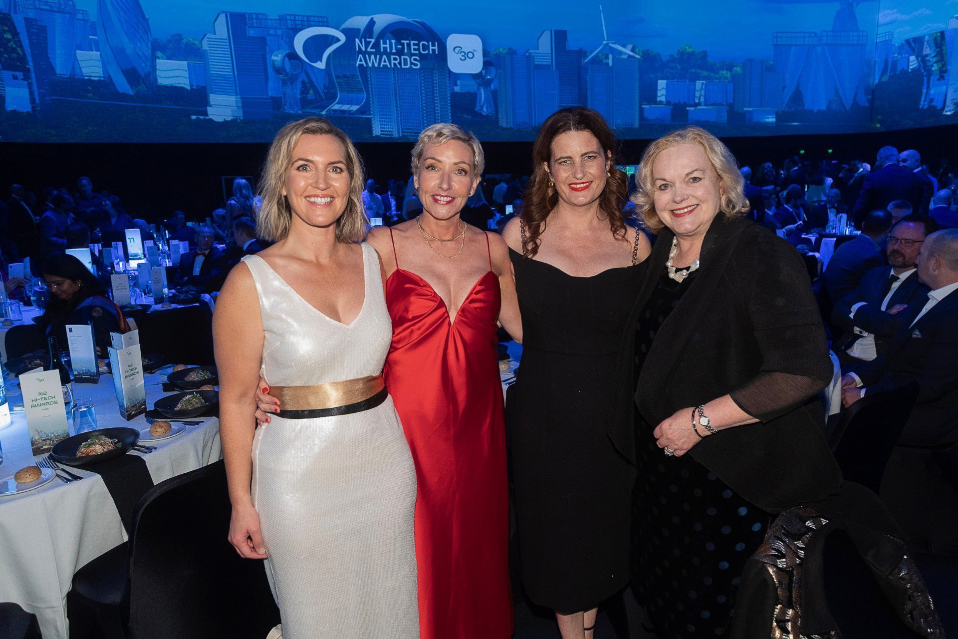 At the NZ Hi-Tech Awards, from left, Sarah Ramsay, Careerwise founder Marian Johnson, Finance...