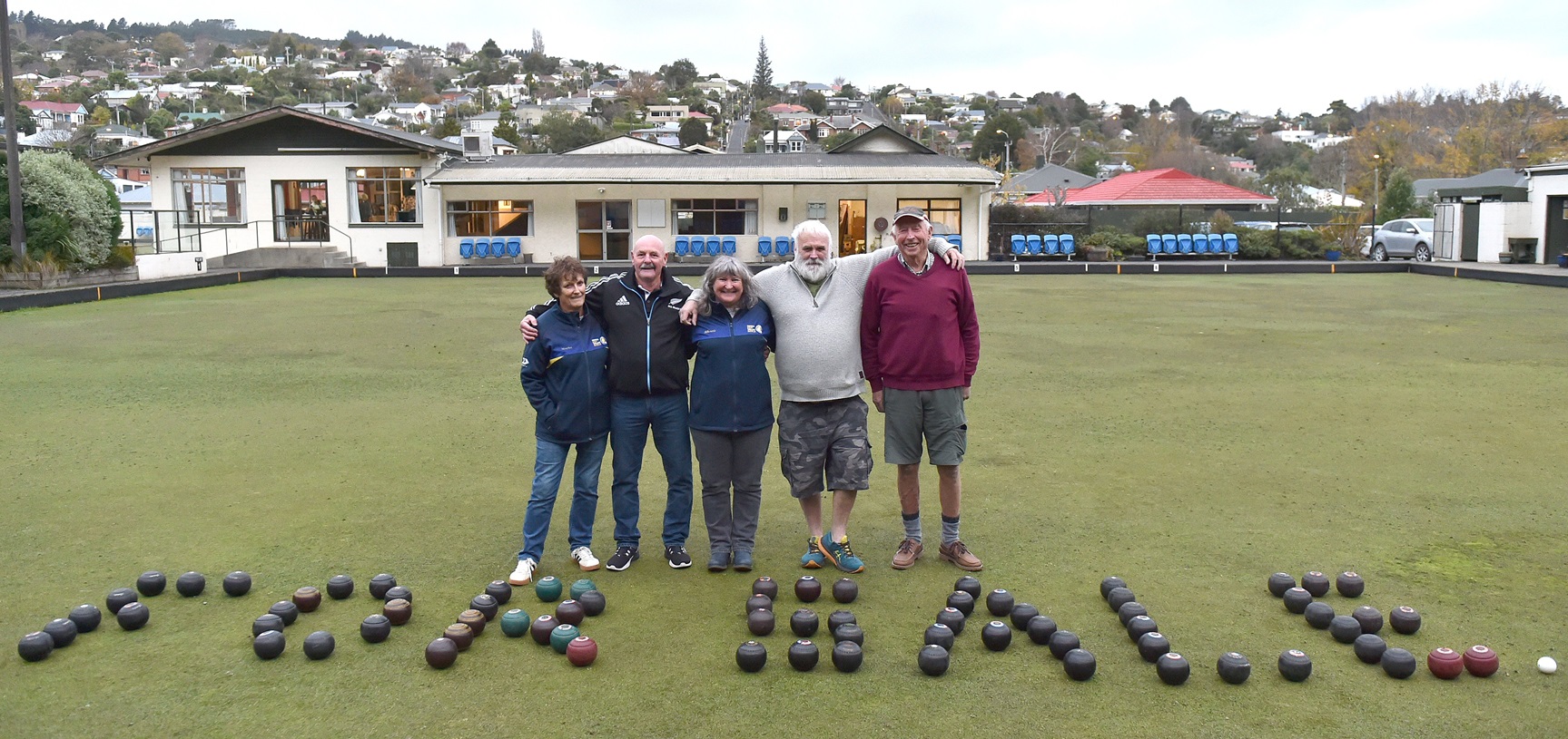 North East Valley Bowling Club members (from left) Mary Ann Harrington, Colin "Wheels" Wheeler,...