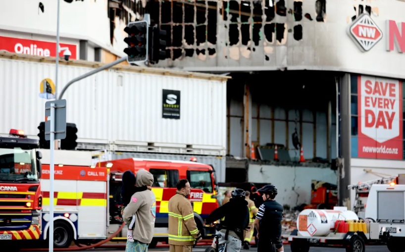 The massive blaze left the building badly damaged with a collapsed ceiling. Photo: RNZ