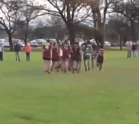 The video shows a Christchurch player running in to a fracas and then landing a king hit punch on...