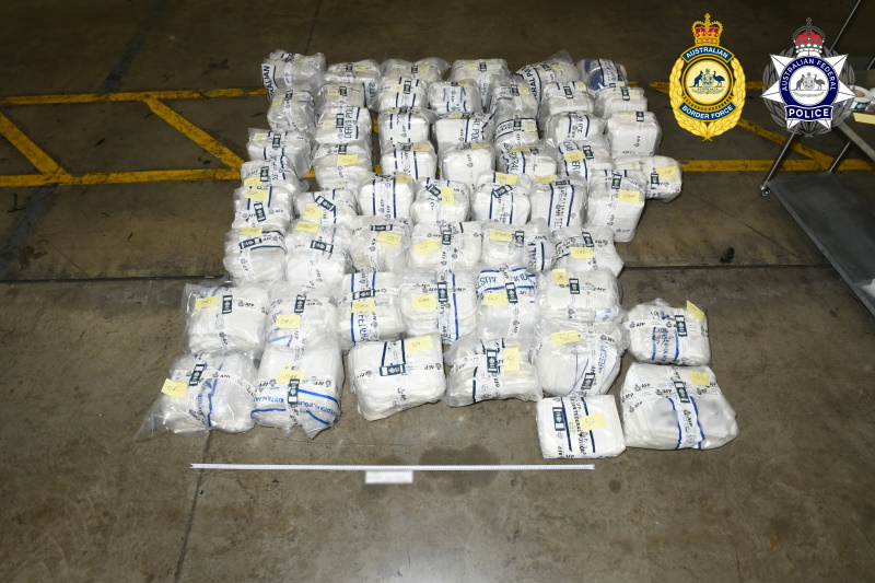 The AFP seized almost 600kg of methamphetamine wrapped inside 200 rolls of fabric. Photo:...