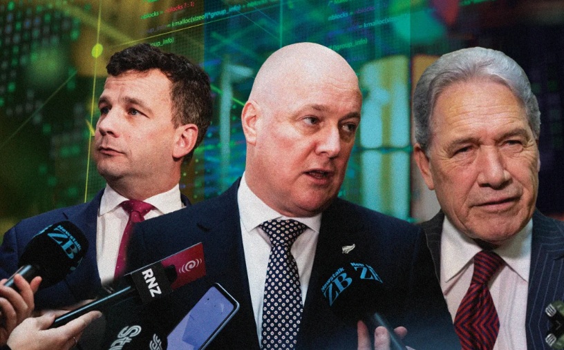 From left: Regulations Minister David Seymour, Prime Minister Christopher Luxon and Foreign...