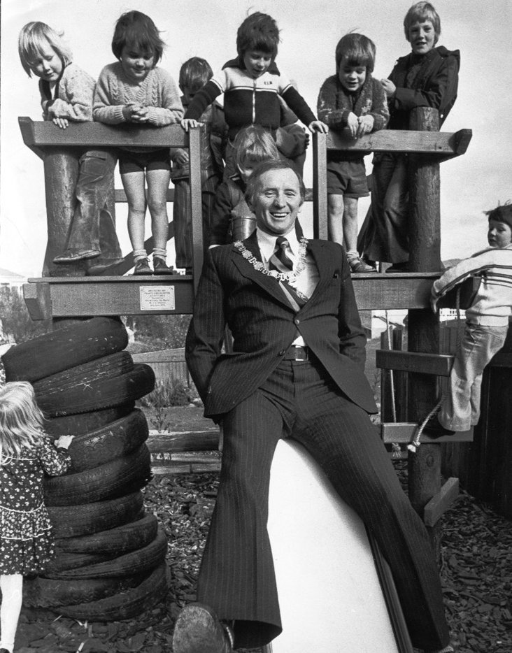 Mr Skeggs joins in the fun at a playground opening. Photo: ODT files