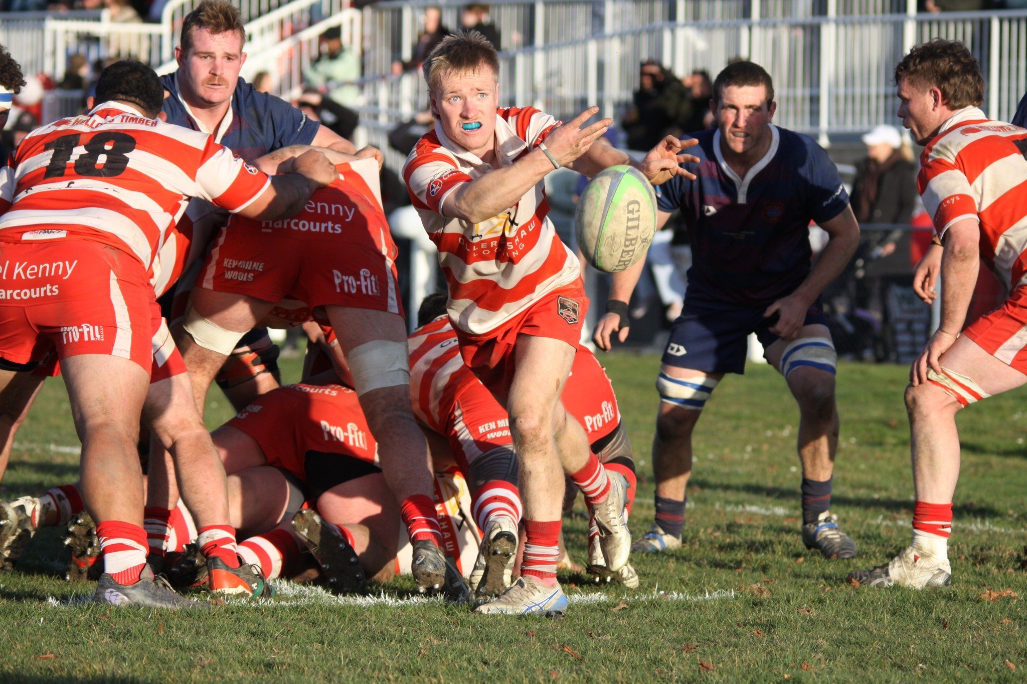 Clutha halfback Sam Stratford, pictured clearing from a ruck during the Southern Region club...