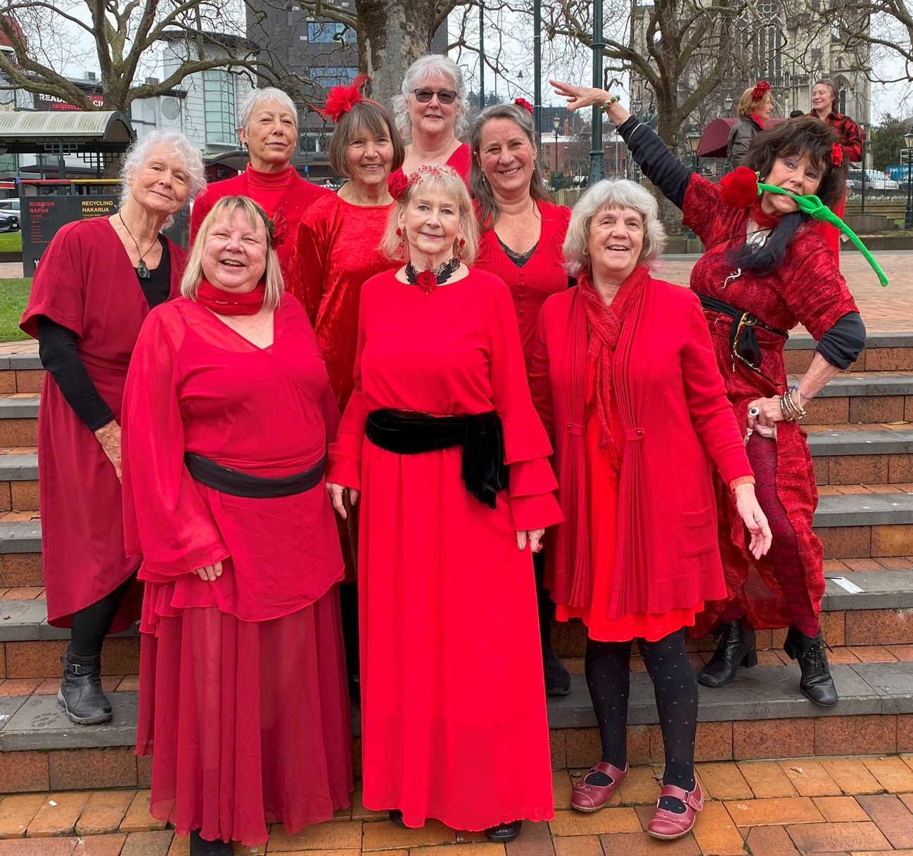 Members of Dunedin’s Ageing Gracefully dance group (back row, from left) Suzanne Renner, Therese...