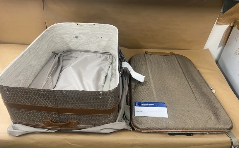 Four kilograms of cocaine were found hidden in a suitcase at Auckland Airport. Photo: Supplied /...