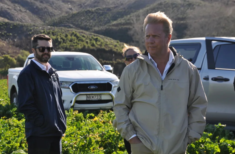 Minister Todd McClay on the Parkes Eighty Eight Valley Farm. Photo: Samantha Gee / RNZ