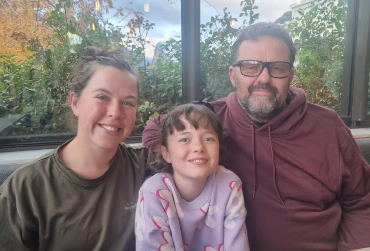 The final photo of Wednesday Davis and her father Paul Davis, along with her half-sister Neave....