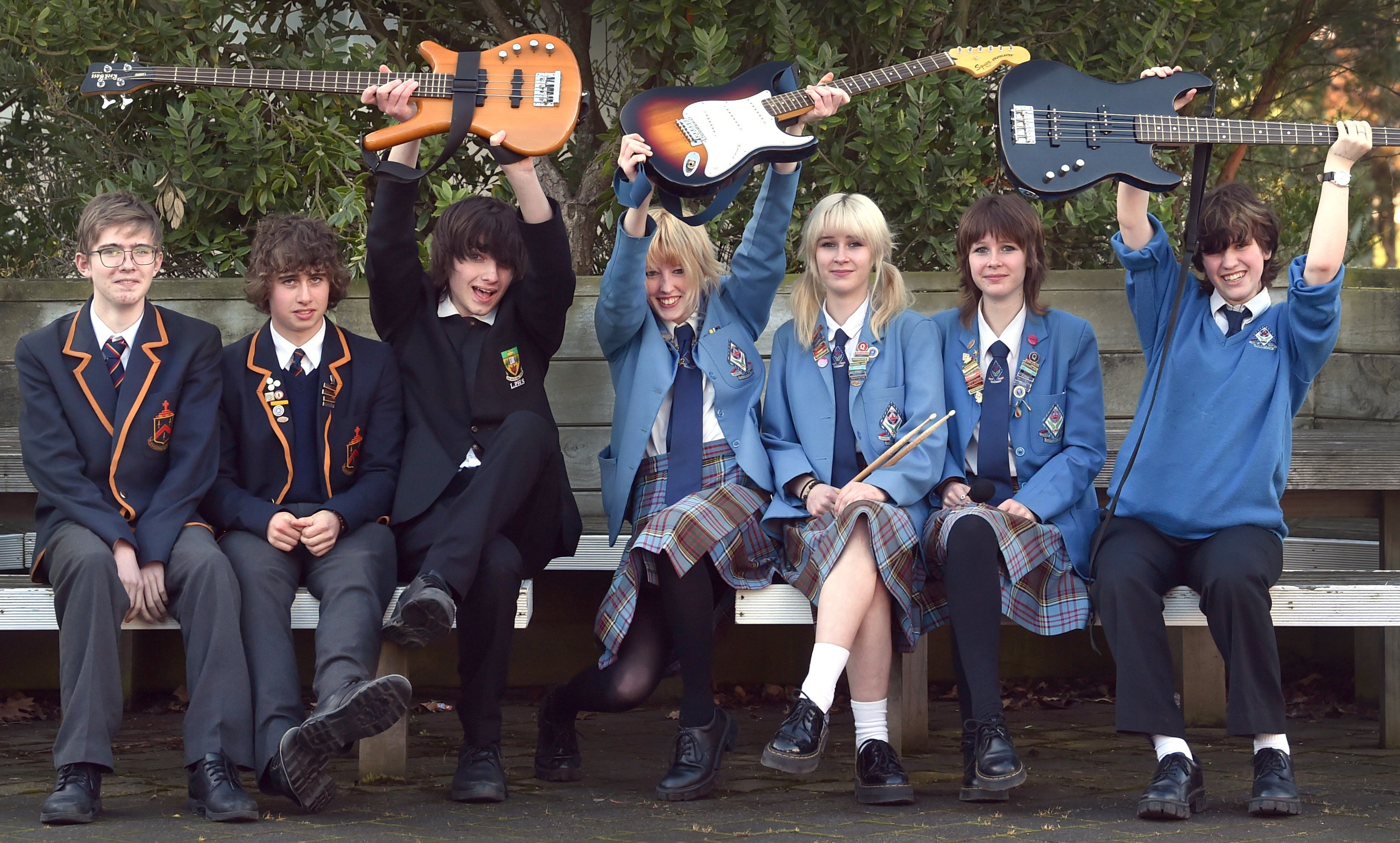 Otago Smokefree Rockquest national finalist bands Deaf Raccoon and SEEK HELP! (from left)...