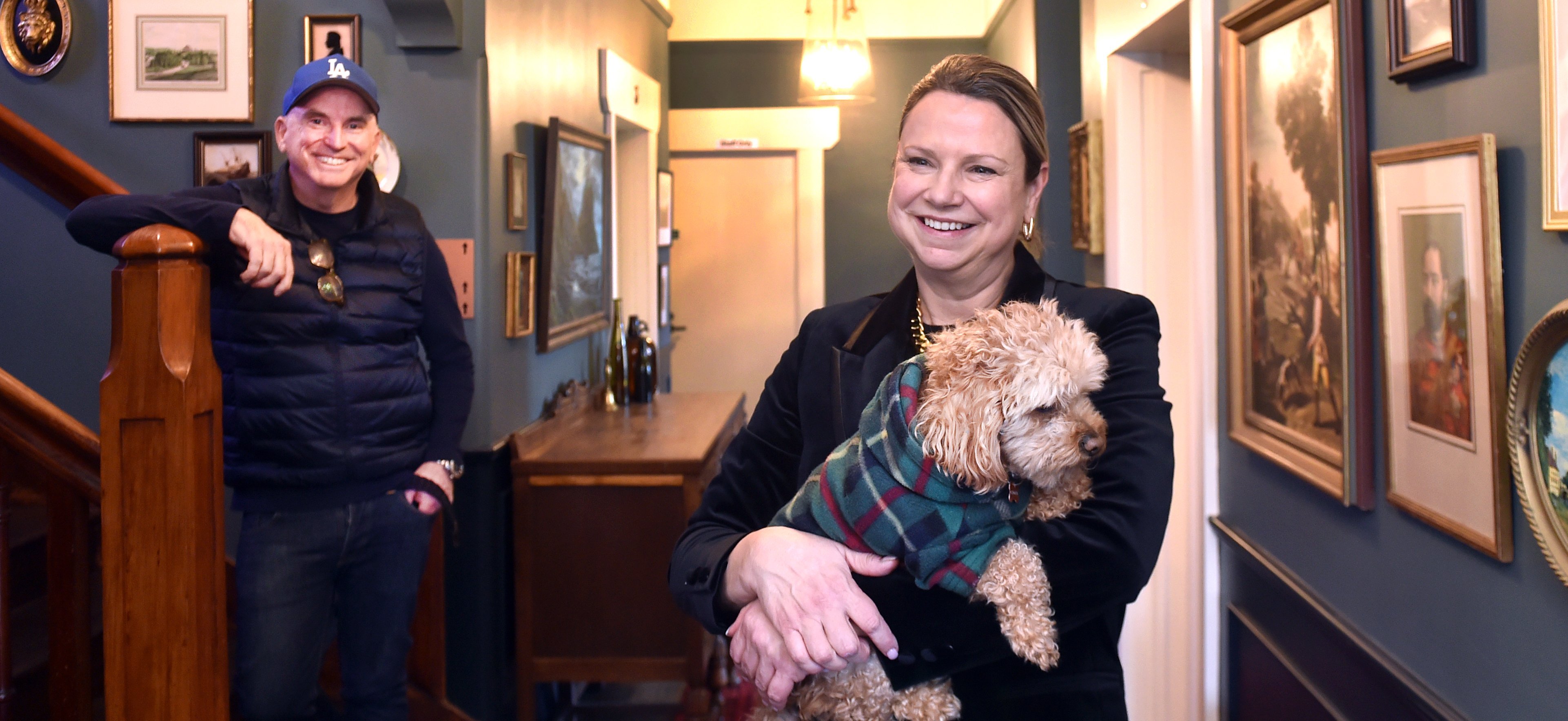 Former Sydneysiders Matt Edwards and Anabel Tweedale, pictured with Lola, have opened boutique...