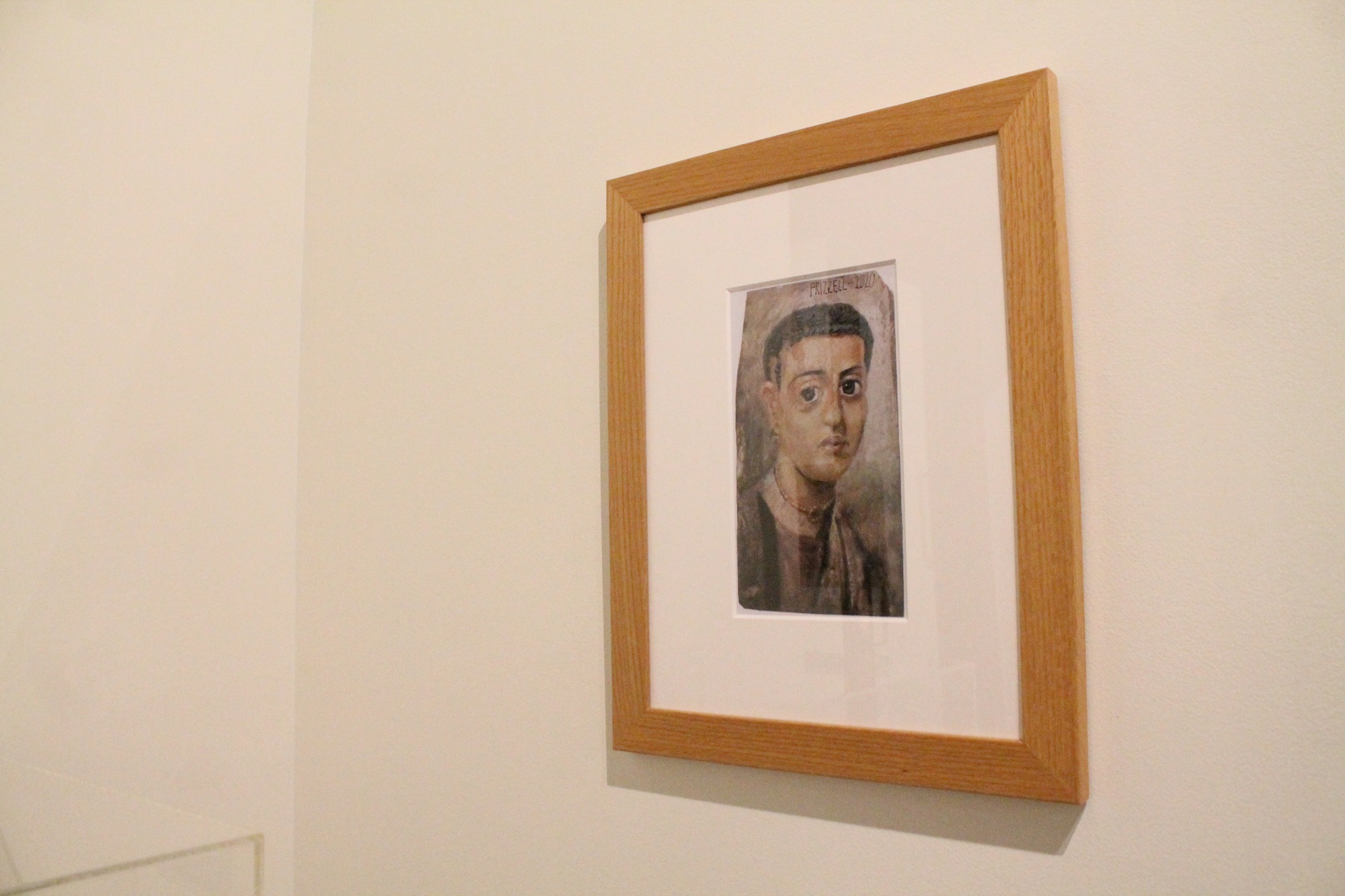 Fayum Coffin Lid Portrait, from Me, According to the History of Art, by Dick Frizzell, 2019, is...