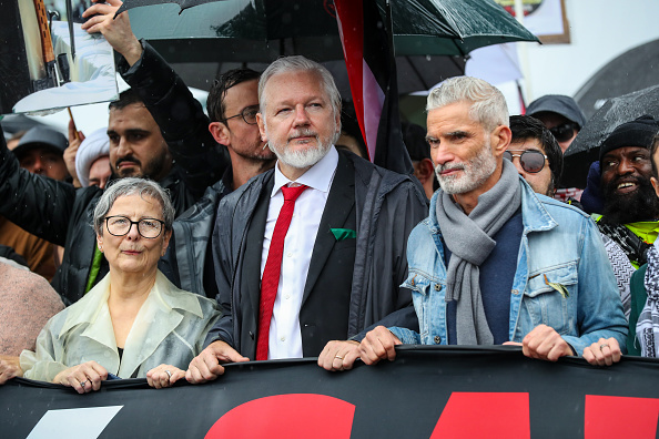 WikiLeaks founder Julian Assange attended the march.