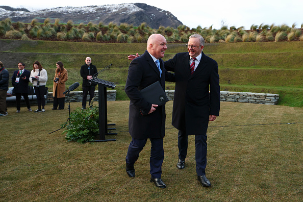 New Zealand Prime Minister Christopher Luxon (left) and Australian Prime Minister Anthony...