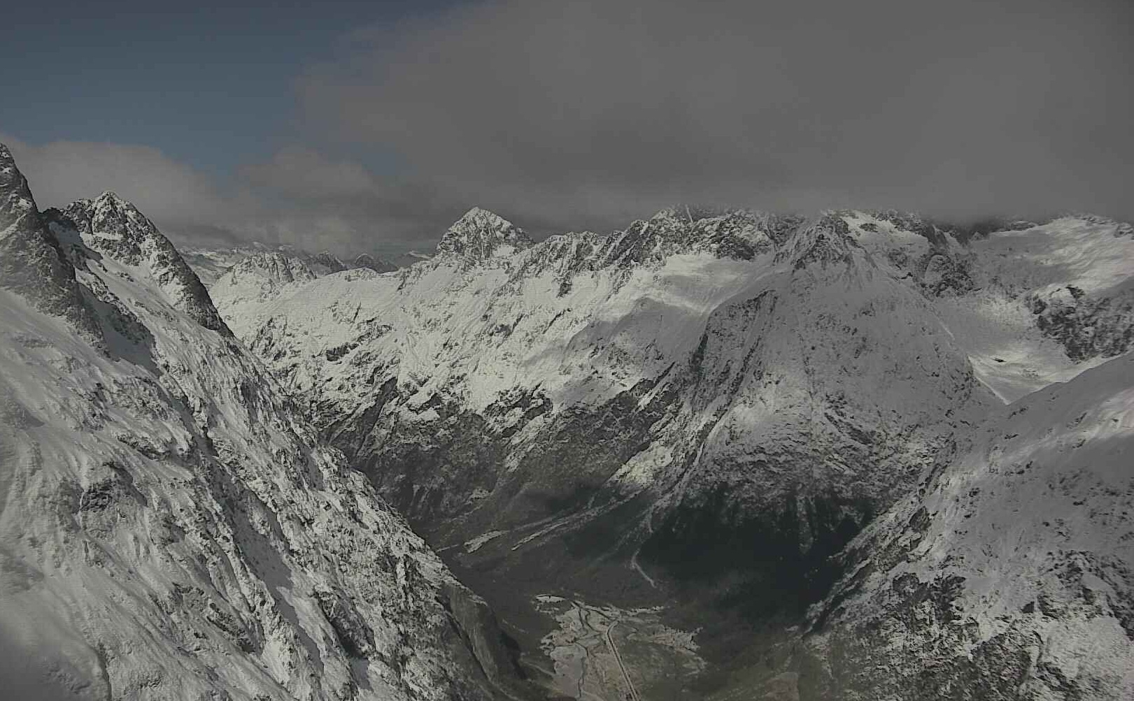 A snowy Hollyford Valley on Sunday. PHOTO: MILFORD ROAD ALLIANCE