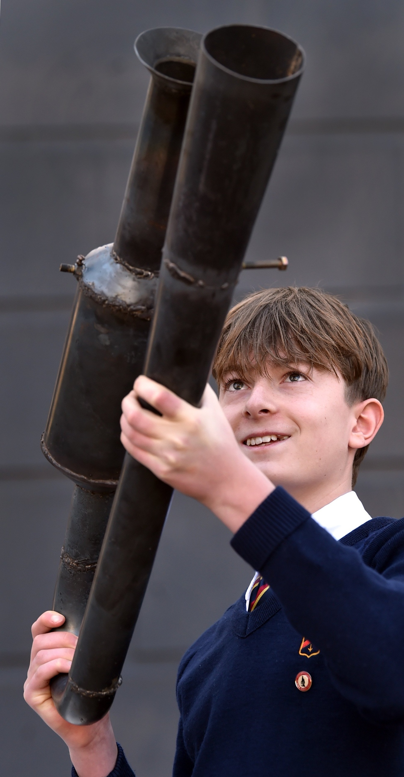Oscar Kissell, of John McGlashan College, shows off the pulsejet he built for the Aurora Energy...