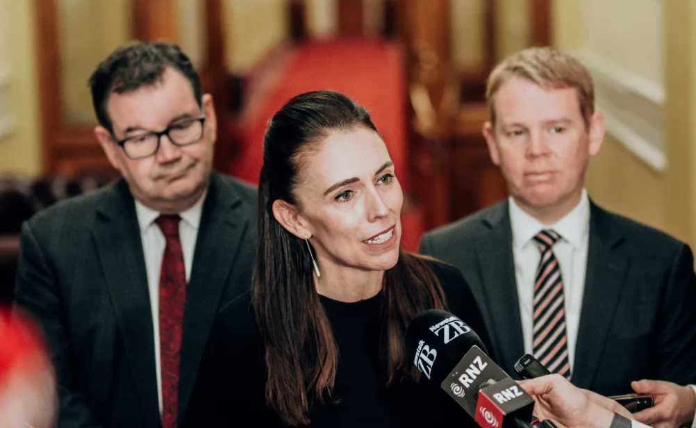 From left: Grant Robertson, Dame Jacinda Ardern and Chris Hipkins in 2021. Photo: RNZ