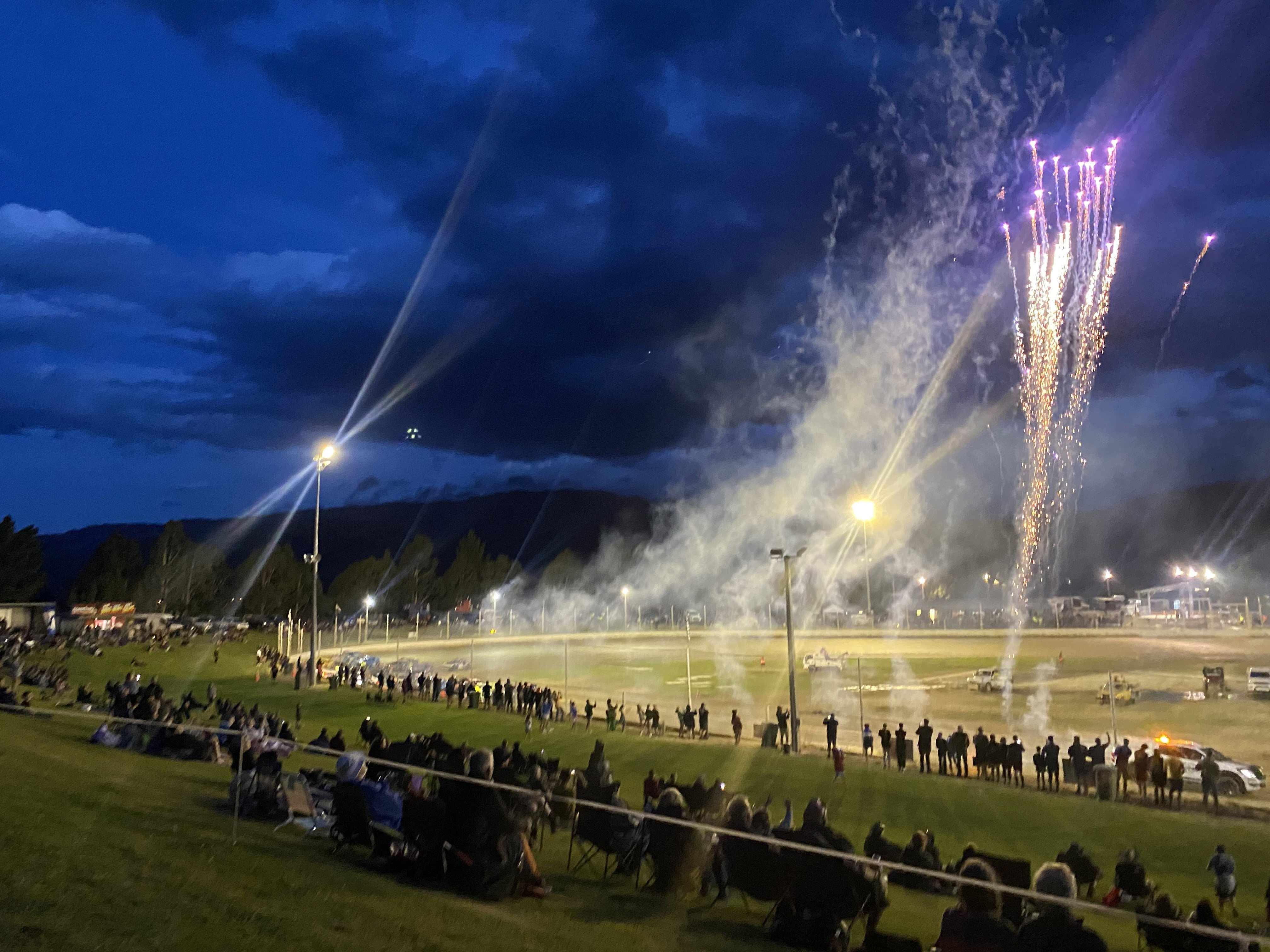 The grand parade before the final of the 2023-24 New Zealand Super Saloon Camps at Central Motor...