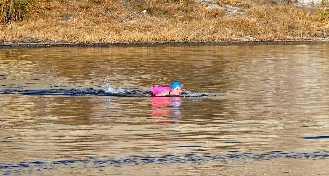 Ice swimmer Cindy van Sleeuwen swims during the recent New Zealand National Open Water...