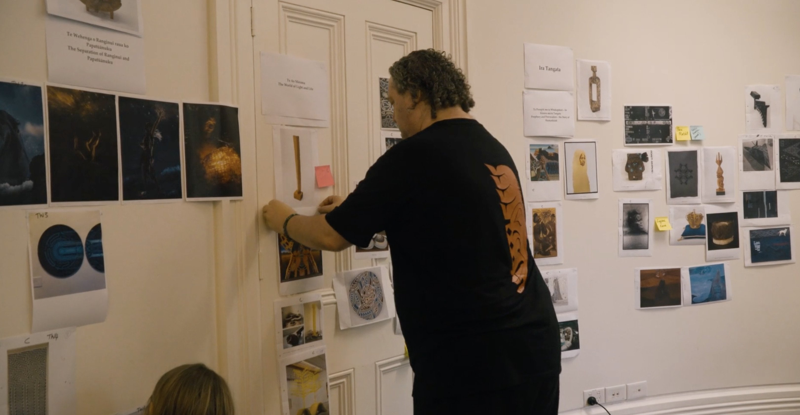 Auckland Art Gallery’s curator Māori Art Nigel Borrell organises the layout of the publication...