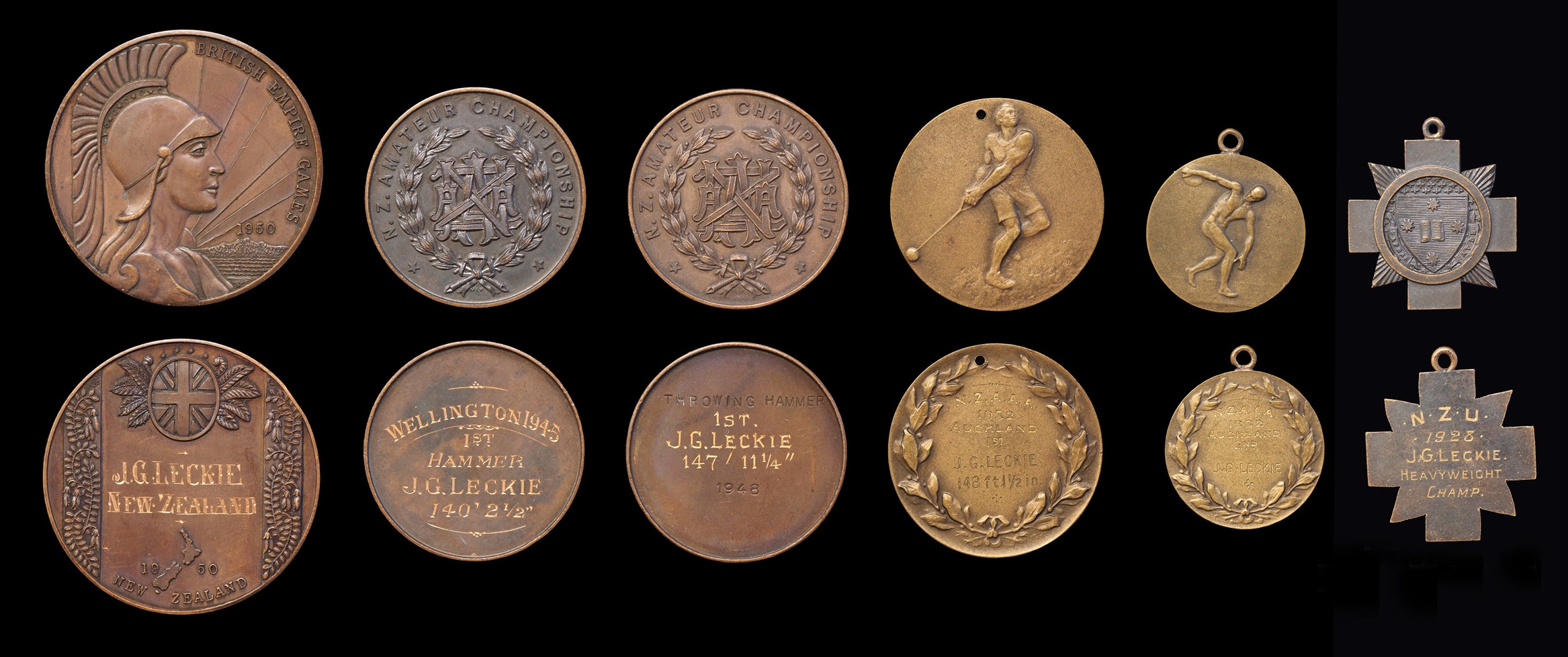 Some of the medals of New Zealand champion boxer and track and field athlete the late James...