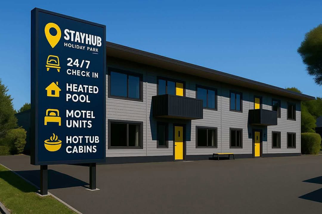 Artist’s impression of the Stayhub Holiday Park Dunedin planned for the former Aaron Lodge site...