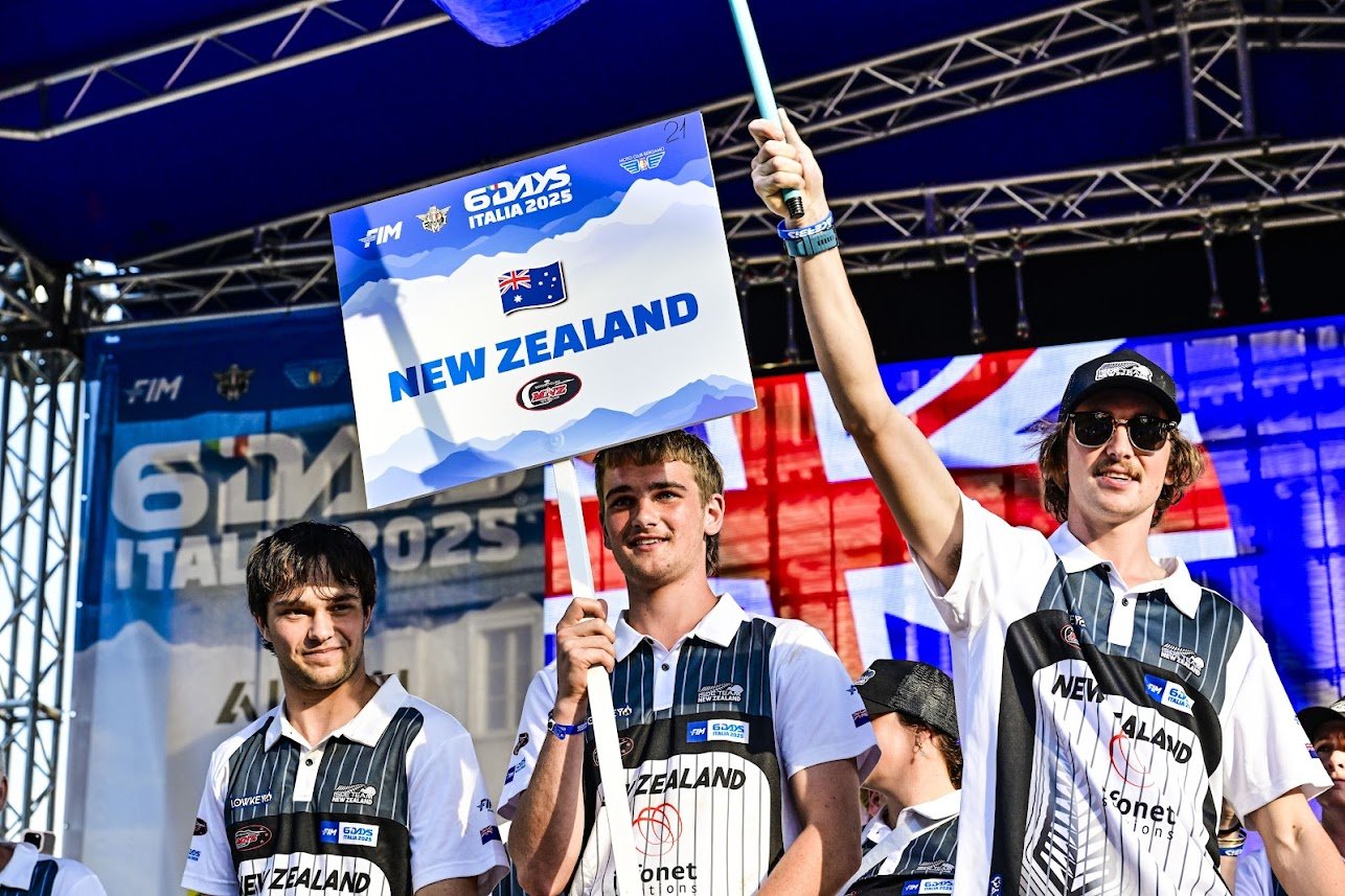 Enduro athletes (from left) Dylan Huddleston, Blake Affleck and Jonty Richards, all 17, have...