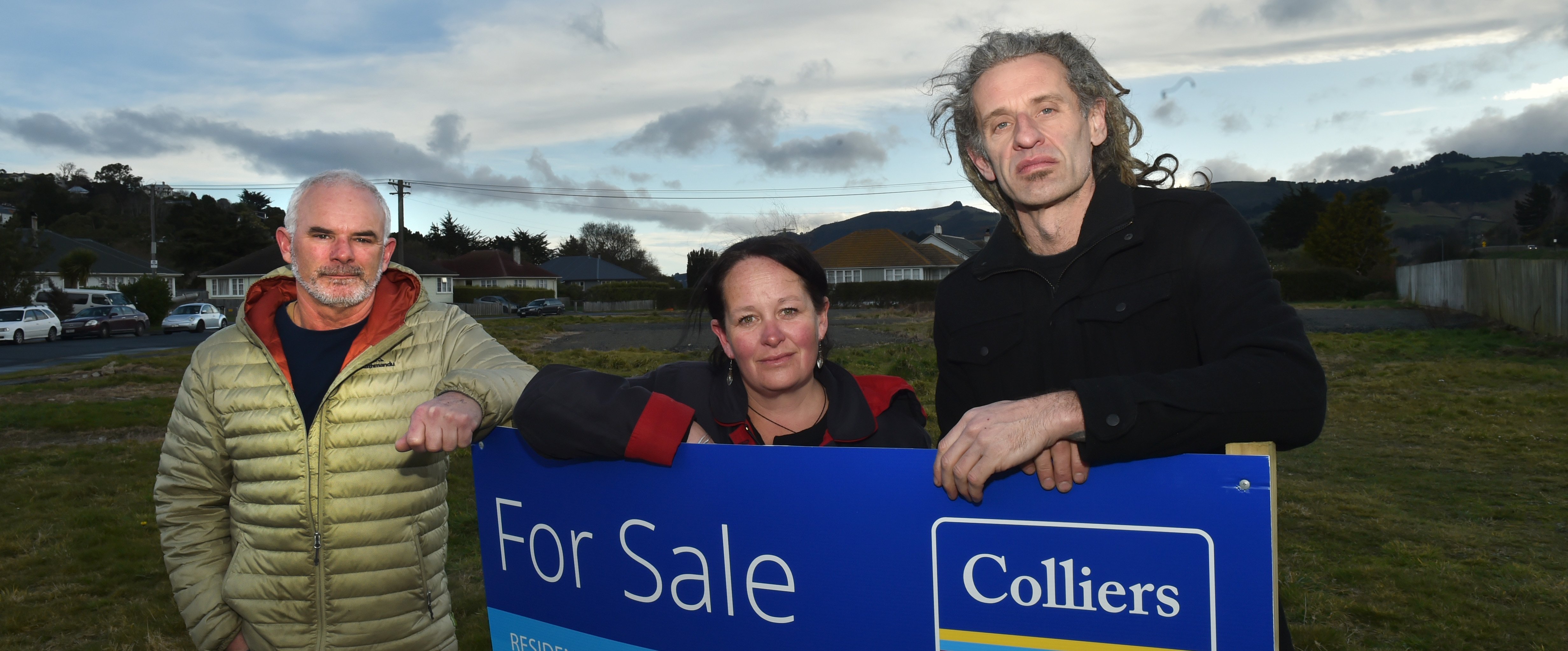 Jarrod Hodson, Kristina Goldsmith and Duncan Eddy at the Albertson Ave property in Port Chalmers...