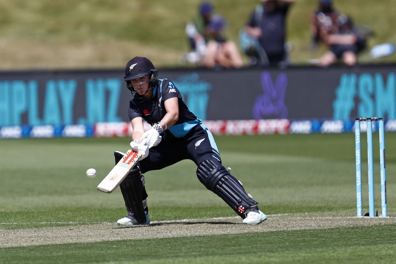 Amelia Kerr plays a scoop shot for the White Ferns in their game against Bangladesh in Queenstown...