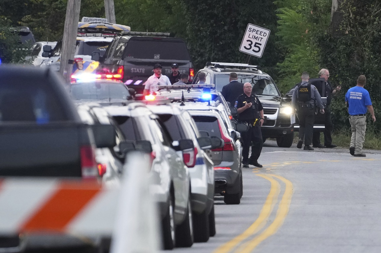 First responders at the scene of the shooting in North Codorus, Pennsylvania. Photo: AP 